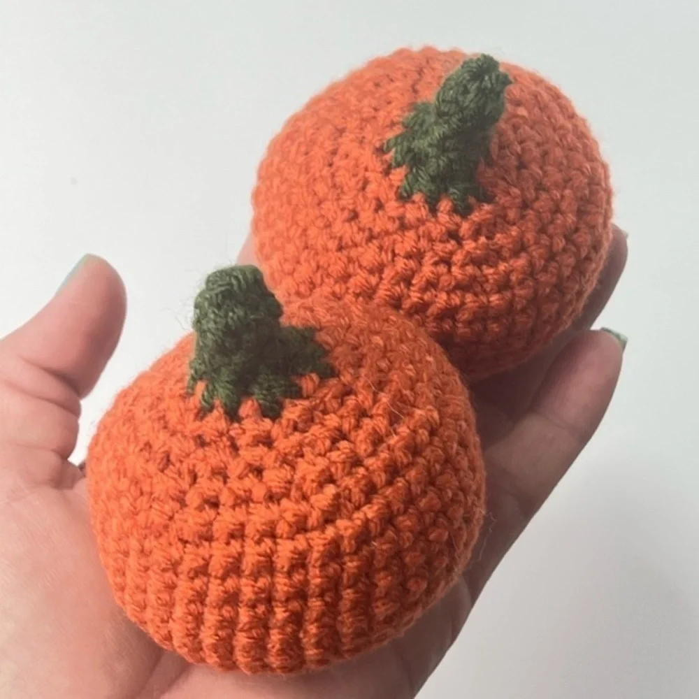 Cat Toy Handmade Crochet Catnip Pumpkin Cat Toys Set of Two